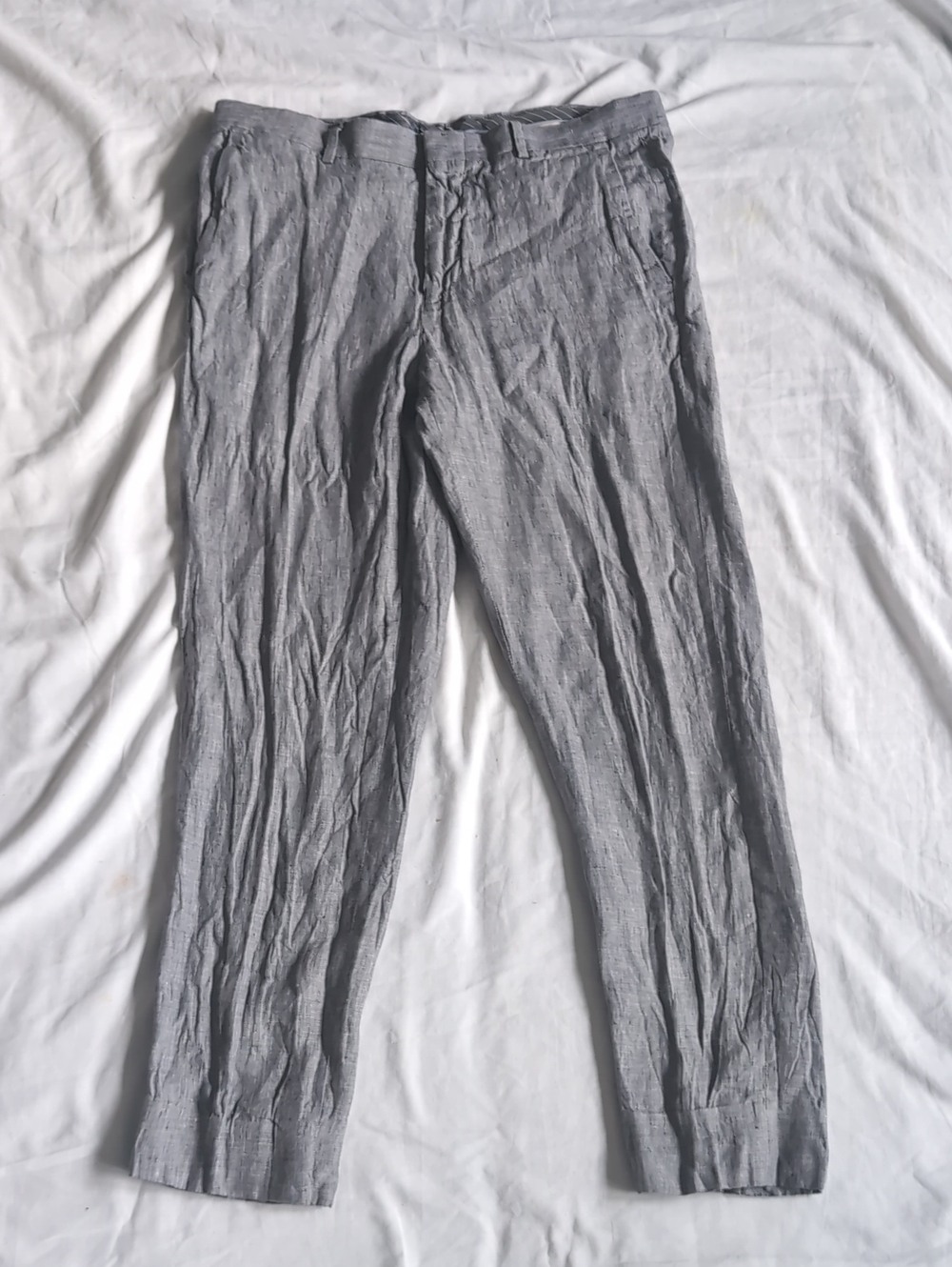 Men's Gray Linen Murano Slim Fit Dress Pants